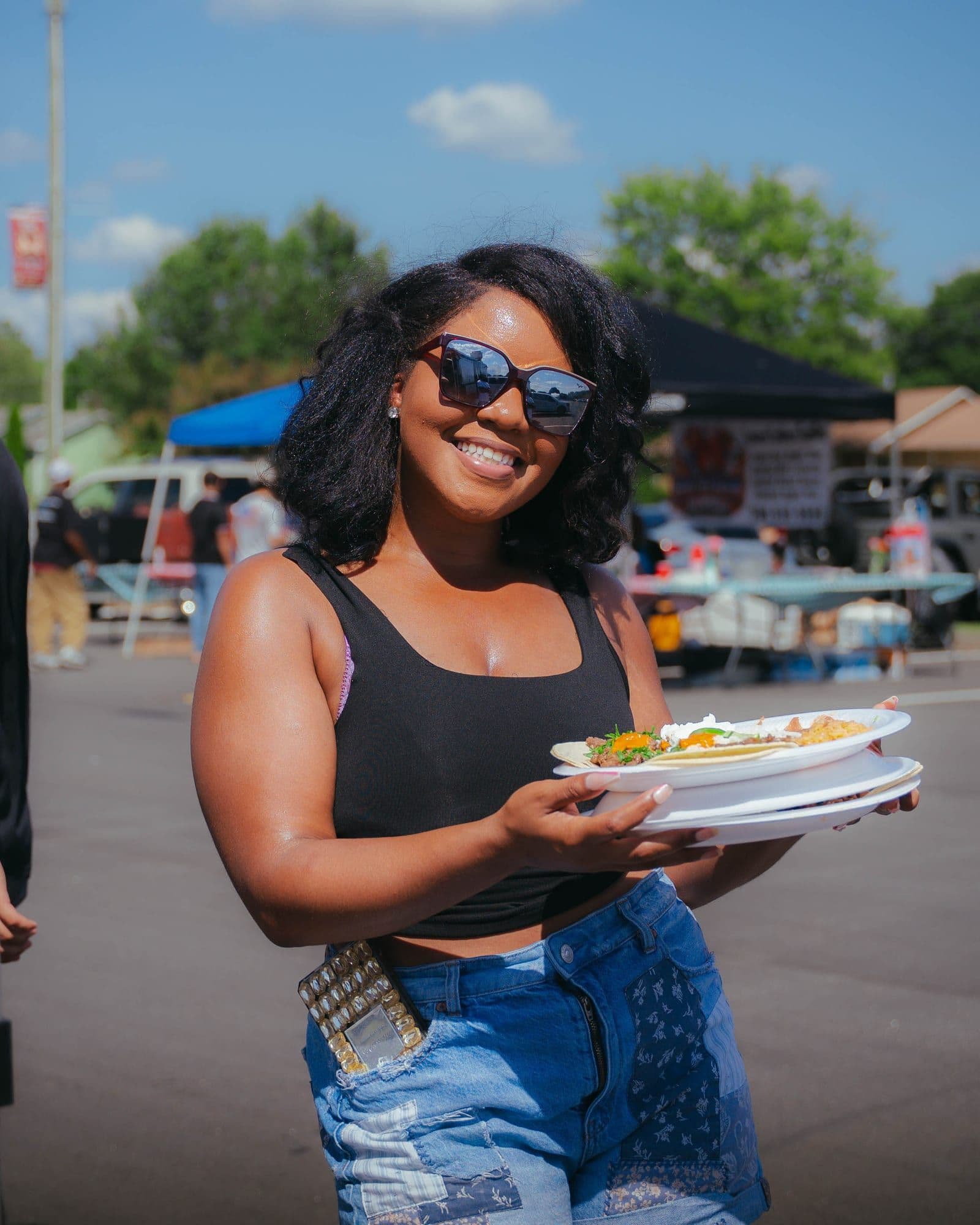 A happy guest at a catered event